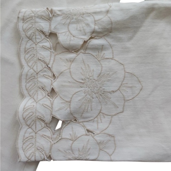 pilcro and the letterspress Cream Wide-Leg Pants with Floral Hem - Picture 3 of 10